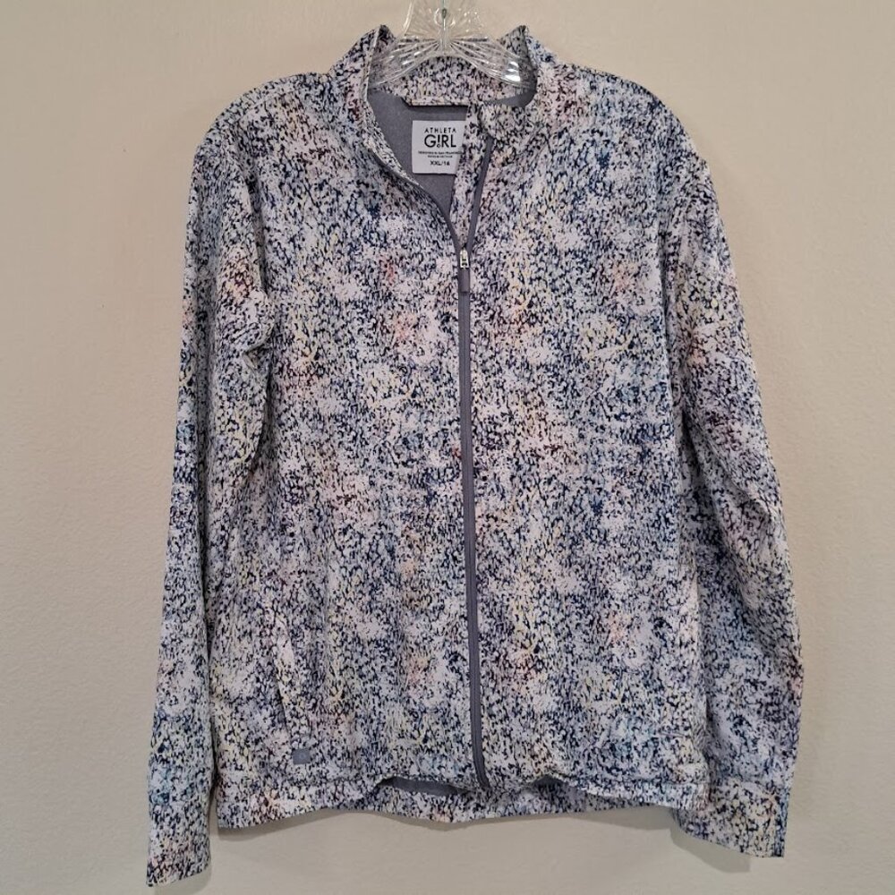Athleta Girl Jacket warm and multi-colored XXL size 16 Grey long sleeve full zip